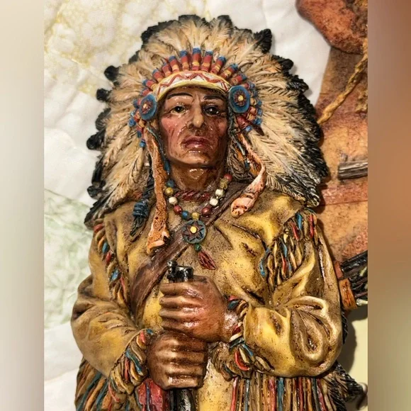 Native American Chief Photo Frame Rustic Southwestern Lodge Decor Teepee 3.5x5 - Picture 3 of 9